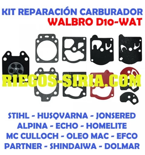 Kit Membranas Carburador adaptable Walbro D10 WAT 020781
