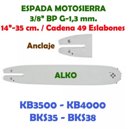 Espada Motosierra Alko 3/8" LP G-1,3 35 cm. 120110