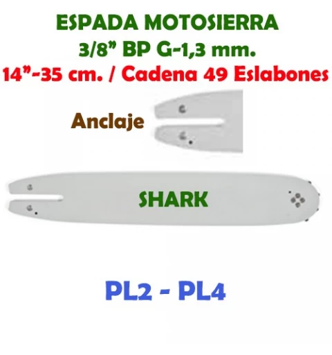 Espada Motosierra Shark 3/8" LP G-1,3 35 cm. 120110