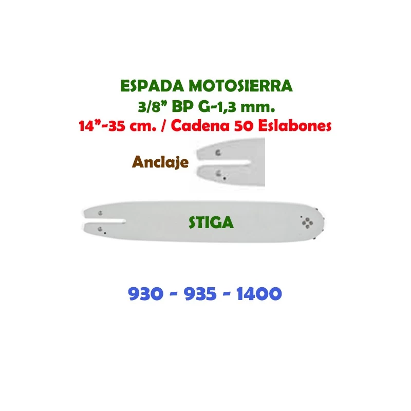 Espada Motosierra Stiga 3/8" LP G-1,3 35 cm. 120110