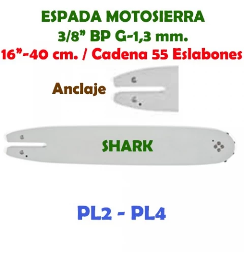 Espada Motosierra Shark 3/8" LP G-1,3 40 cm. 120111