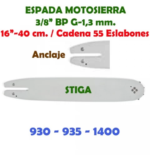 Espada Motosierra Stiga 3/8" LP G-1,3 40 cm. 120111