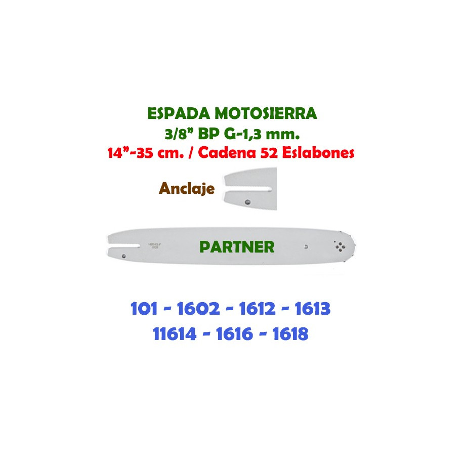 Espada Motosierra Partner 3/8" LP G-1,3 35 cm. 120112