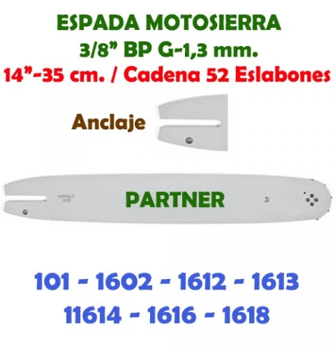 Espada Motosierra Partner 3/8" LP G-1,3 35 cm. 120112