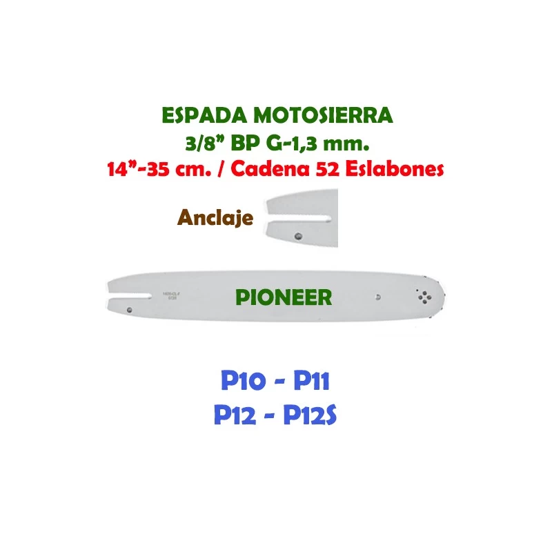 Espada Motosierra Pioneer 3/8" LP G-1,3 35 cm. 120112