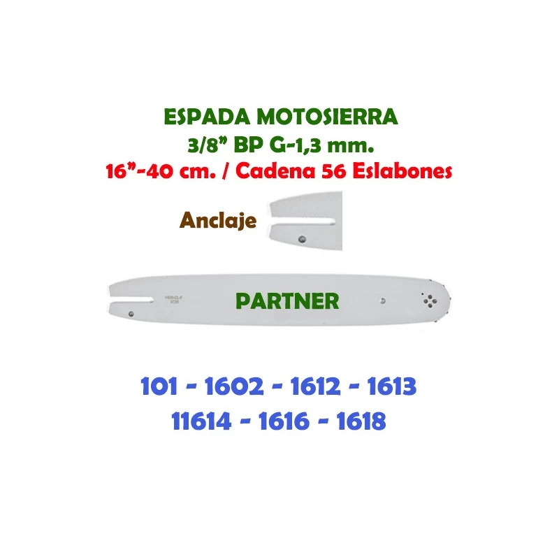 Espada Motosierra Partner 3/8" LP G-1,3 40 cm. 120113