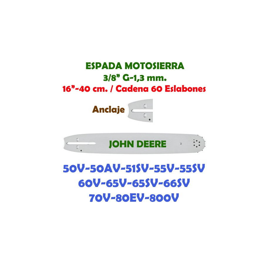 Espada Motosierra John Deere 3/8" G-1,3 40 cm. 120114