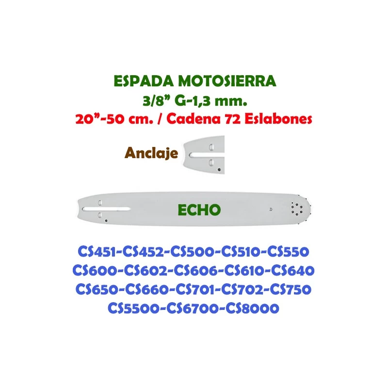 Espada Motosierra Echo 3/8" G-1,3 50 cm. 120115