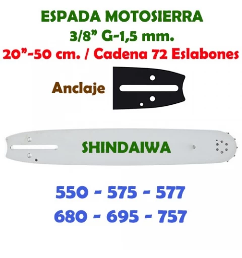 Espada Motosierra Shindaiwa 3/8" G-1,5 50 cm. 120093