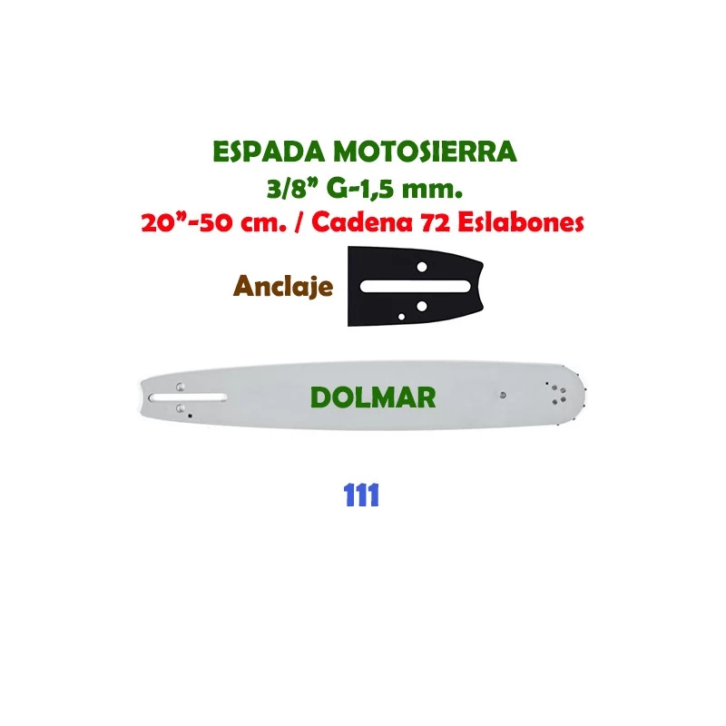 Espada Motosierra Dolmar 111 3/8" G-1,5 50 cm. 120081