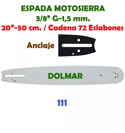 Espada adecuado para dolmar ps52 40 cm 3/8" 60tg 1,5mm raíl guía Guide bar 
