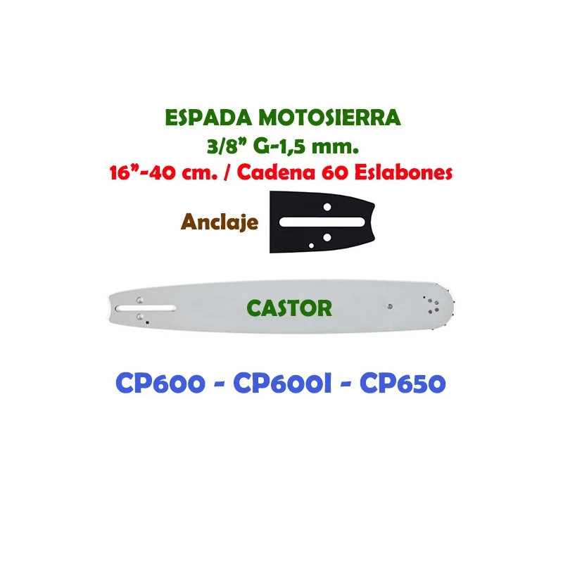 Espada Motosierra Castor 3/8" G-1,5 45 cm. Anclaje 01W 120079
