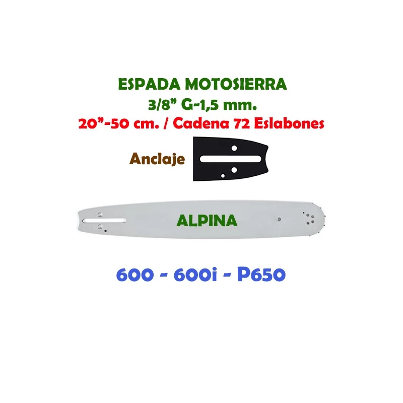 Espada Motosierra Alpina 3/8" G-1,5 50 cm. 120081