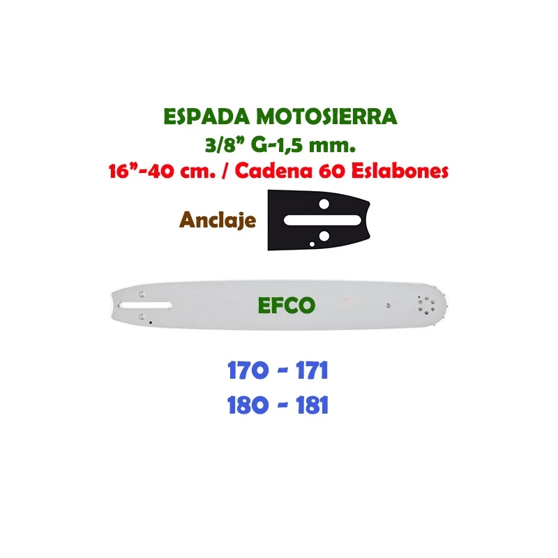 Espada Motosierra Efco 3/8" 0.058" 40 cm. 120116