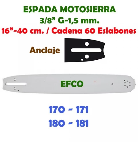 Espada Motosierra Efco 3/8" 0.058" 40 cm. 120116