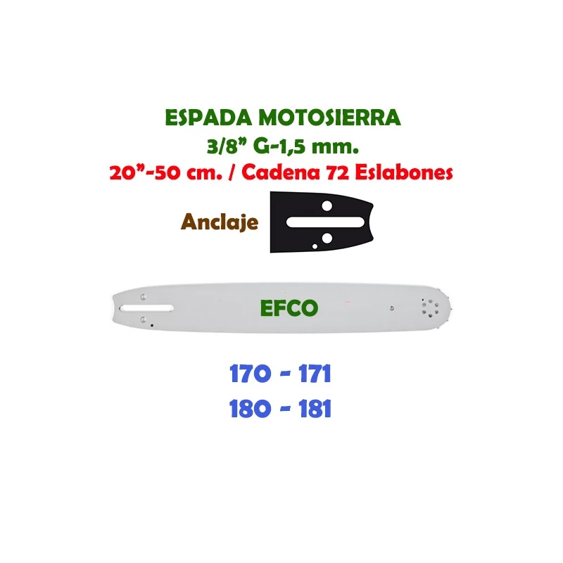 Espada Motosierra Efco 3/8" 0.058" 50 cm. 120118