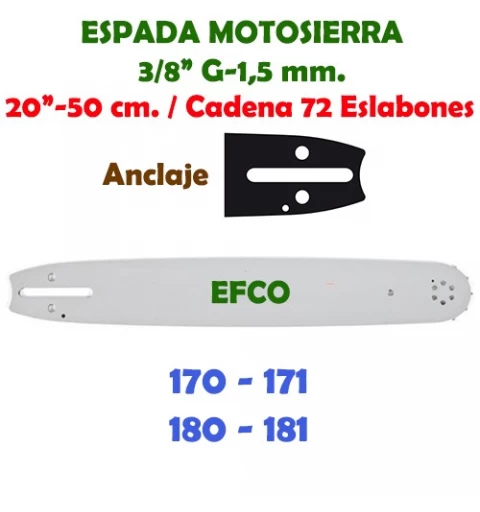Espada Motosierra Efco 3/8" 0.058" 50 cm. 120118
