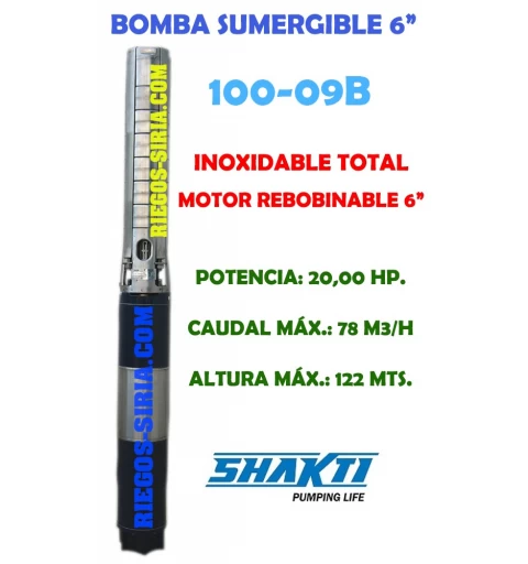 Electrobomba sumergible acero inoxidable 100-9 B 20,00 Hp.