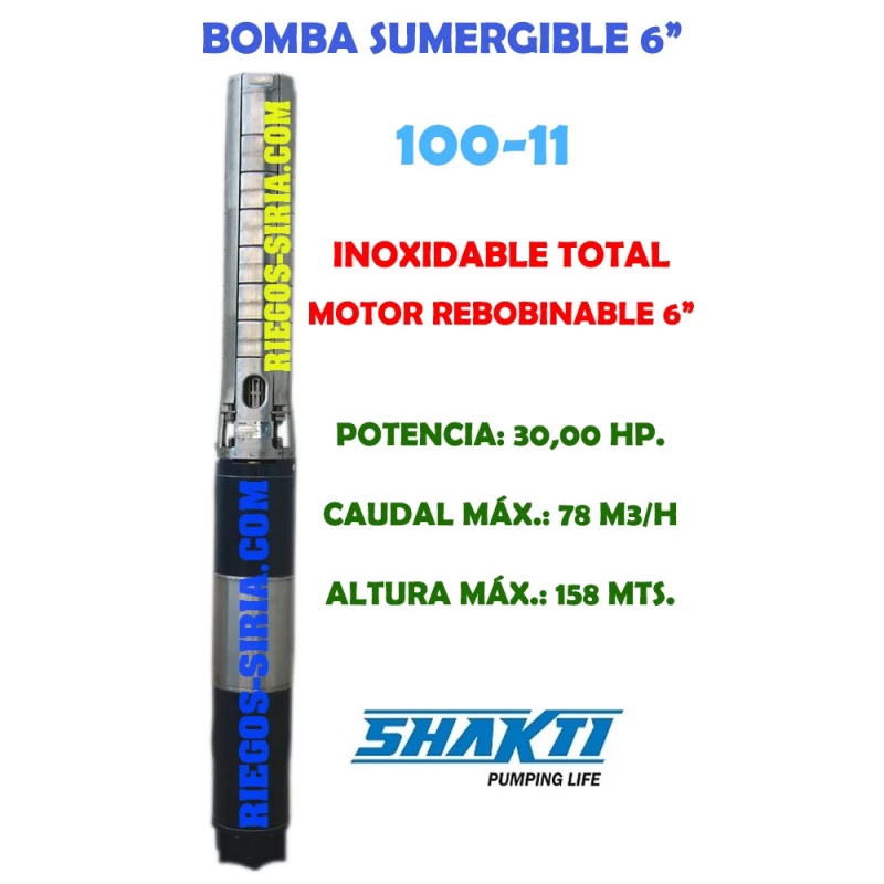 Electrobomba sumergible acero inoxidable 100-11 30,00 Hp.