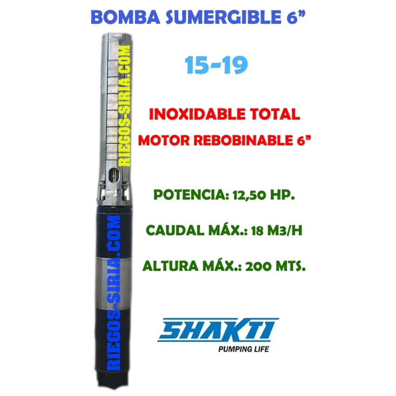 Electrobomba sumergible acero inoxidable 15-19 12,50 Hp.