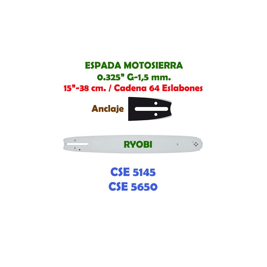 Espada Motosierra Ryobi 0.325" 0.058" 38 cm. 120048