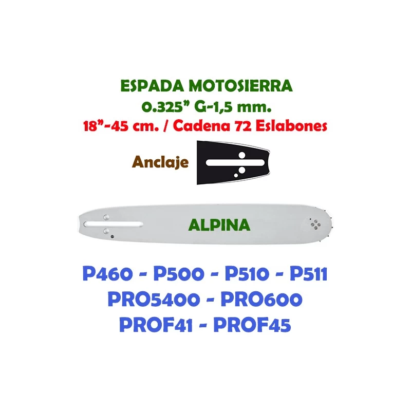 Espada Motosierra Alpina 0.325" 0.058" 45 cm. 120078