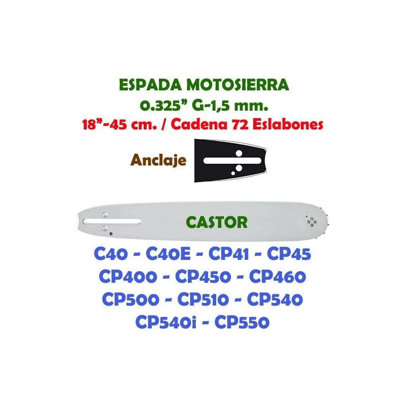 Espada Motosierra Castor 0.325" 0.058" 45 cm. 120078