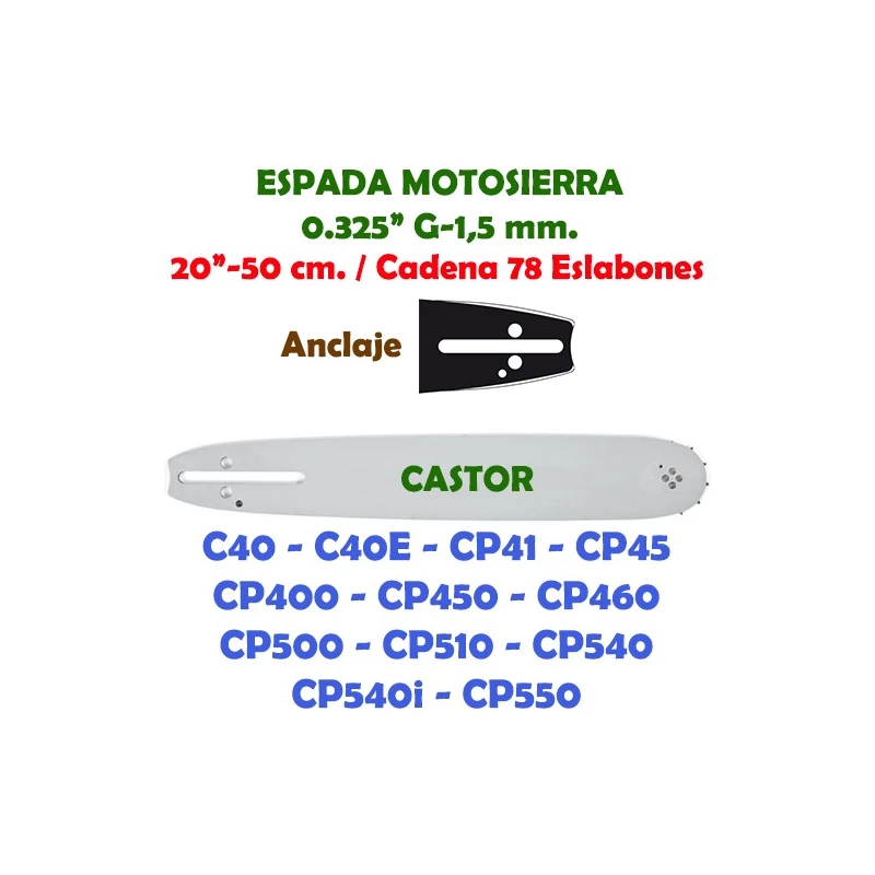 Espada Motosierra Castor 0.325" 0.058" 50 cm. 120080