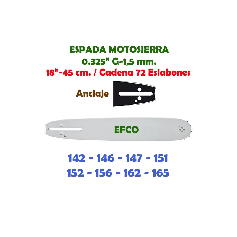 Espada Motosierra Efco 0.325" 0.058" 45 cm. 120078
