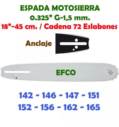 Espada Motosierra Efco 0.325" 0.058" 45 cm. 120078