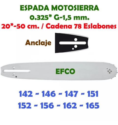 Espada Motosierra Efco 0.325" 0.058" 50 cm. 120080