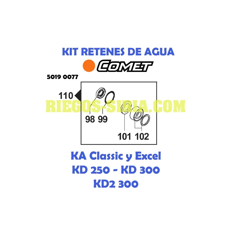 Kit Retenes Agua Comet KA y KD 5019 0077
