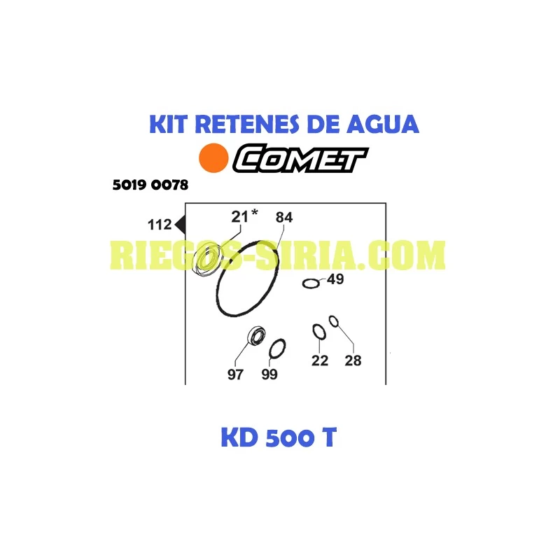 Kit Retenes Agua Comet KD 500 T 5019 0078
