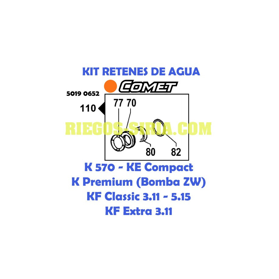 Kit Retenes Agua Comet K570 KPremium KE KF 5019 0652