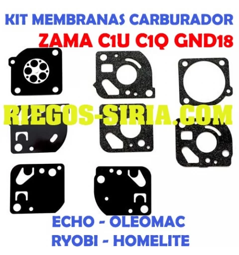 Kit Membranas Carburador adaptable Zama C1U C1Q GND18 020597