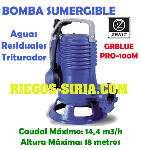 Bomba Sumergible Trituradora Zenit GR BLUE PRO 100 GRBLUEPRO100