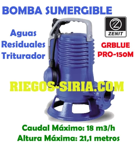 Bomba Sumergible Trituradora GR BLUE PRO 150M GRBLUEPRO150
