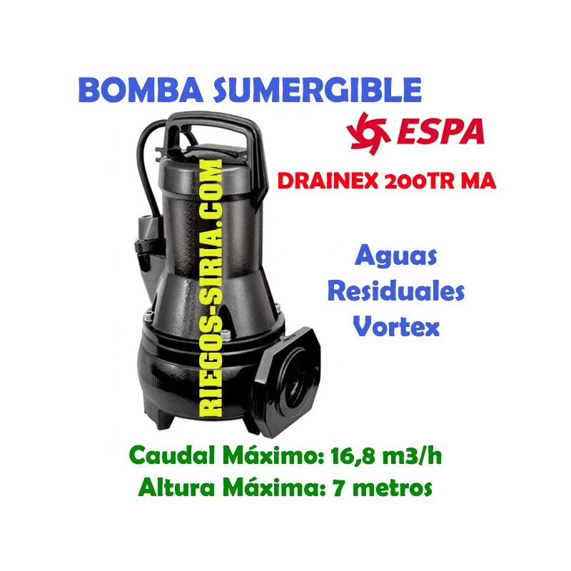 Bomba Sumergible Achique Aguas Sucias Drainex 200TR MA 96656