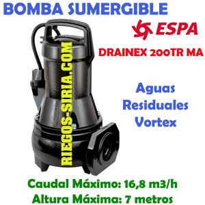 Bomba Sumergible Achique Aguas Sucias Drainex 200TR MA 96656