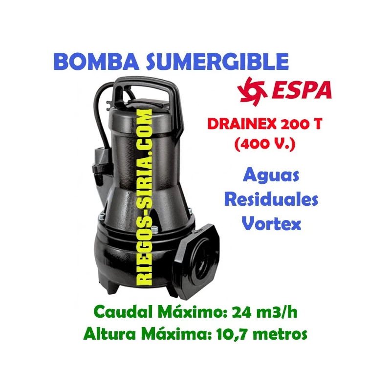 Bomba Sumergible Achique Aguas Sucias Drainex 200T 96648
