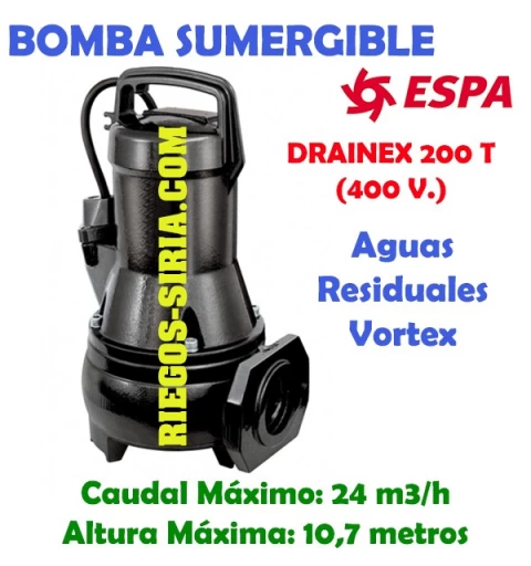Bomba Sumergible Achique Aguas Sucias Drainex 200T 96648
