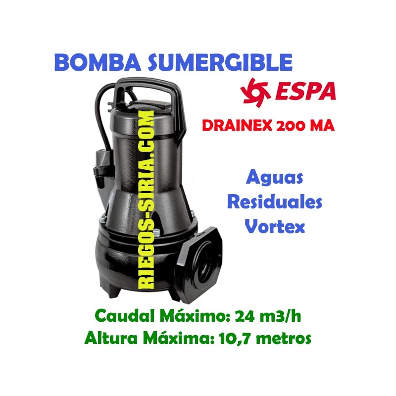Bomba Sumergible Achique Aguas Sucias Drainex 200MA 96654