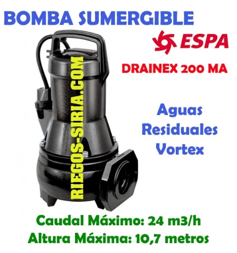 Bomba Sumergible Achique Aguas Sucias Drainex 200MA 96654