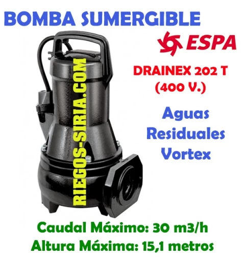 Bomba Sumergible Achique Aguas Sucias Drainex 202T 96672