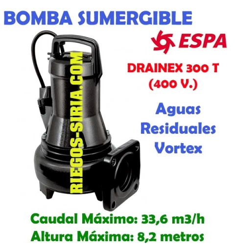 Bomba Sumergible Achique Aguas Sucias Drainex 300T 96682