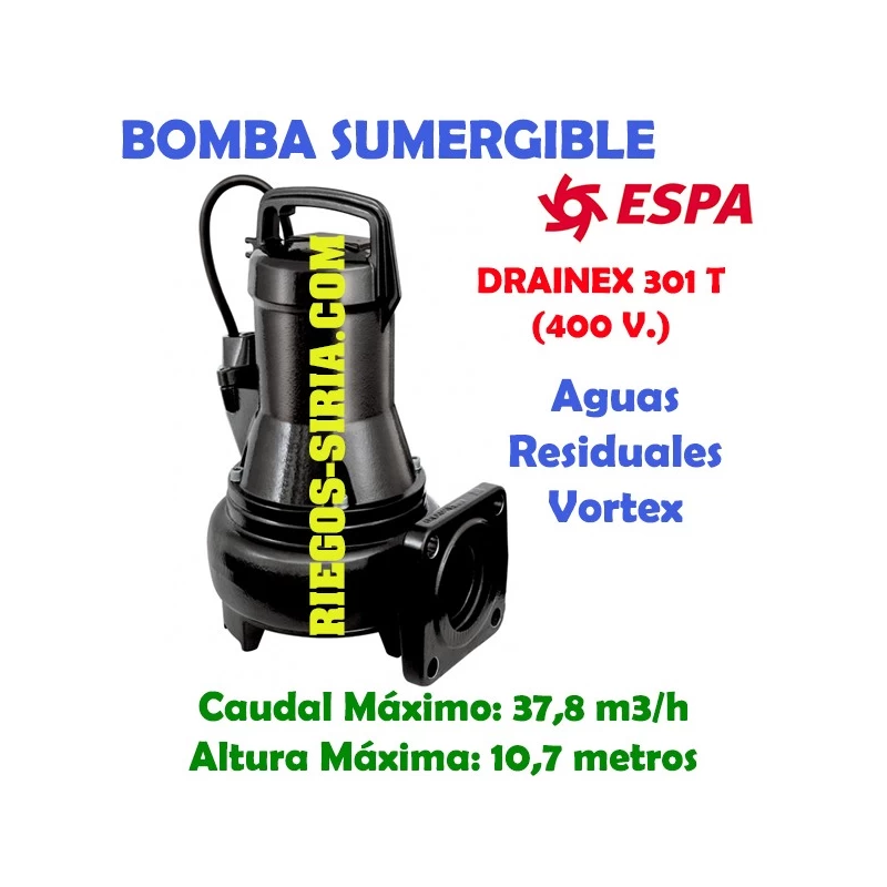 Bomba Sumergible Achique Aguas Sucias Drainex 301T 96692