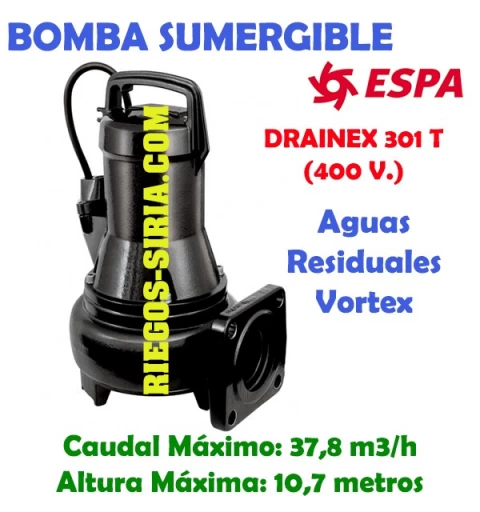 Bomba Sumergible Achique Aguas Sucias Drainex 301T 96692
