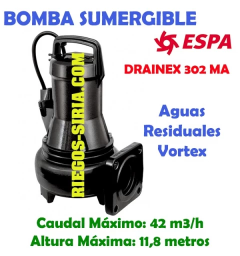 Bomba Sumergible Achique Aguas Sucias Drainex 302MA 96706