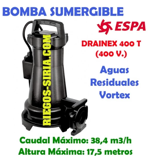 Bomba Sumergible Achique Aguas Sucias Drainex 400 137506