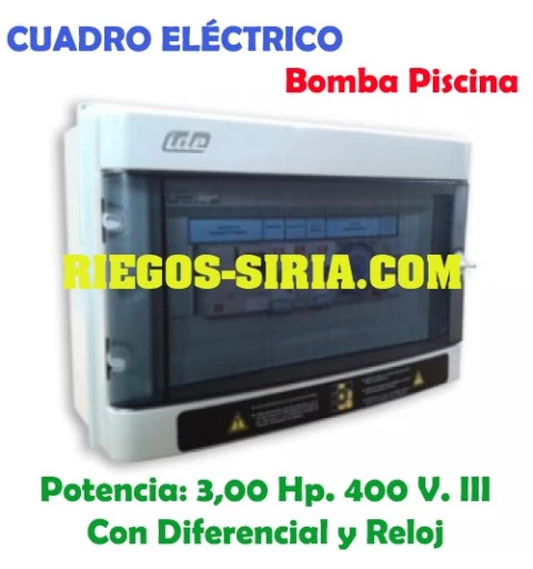 Cuadro Eléctrico Bomba Piscina 3,00 Hp. 400 V. con Diferencial PSD04T